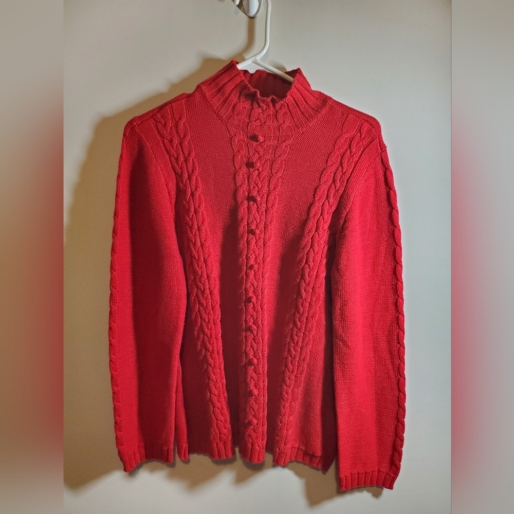 Rafaella Red Cable Knit Sweater